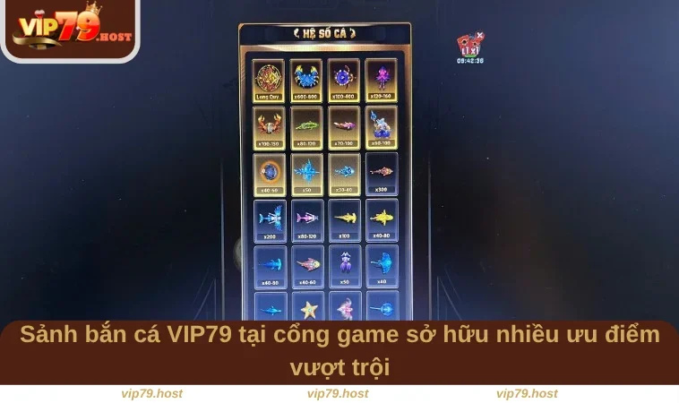 Sảnh bắn cá VIP79 tại cổng game sở hữu nhiều ưu điểm vượt trội