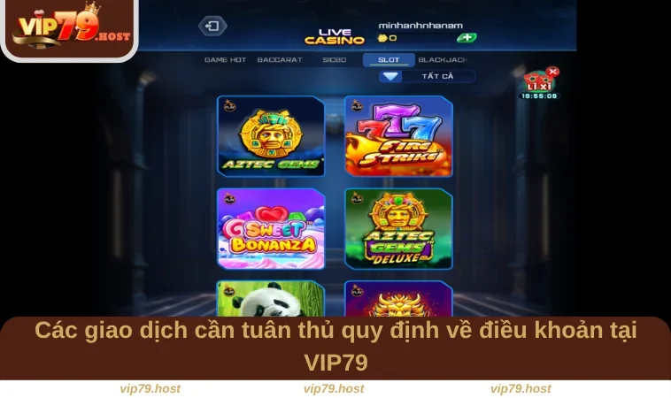 Điều Khoản Sử Dụng VIP79 3 Các giao dịch cần tuân thủ quy định về điều khoản tại VIP79