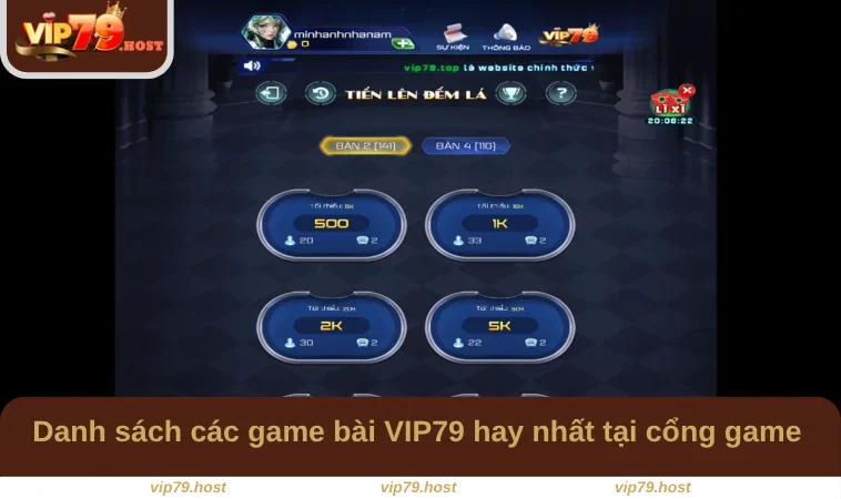Danh sách các game bài VIP79 hay nhất tại cổng game 