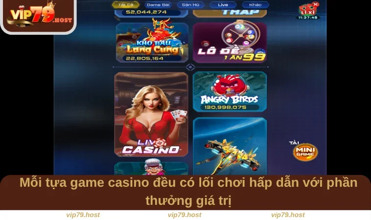 Mỗi tựa game casino đều có lối chơi hấp dẫn với phần thưởng giá trị