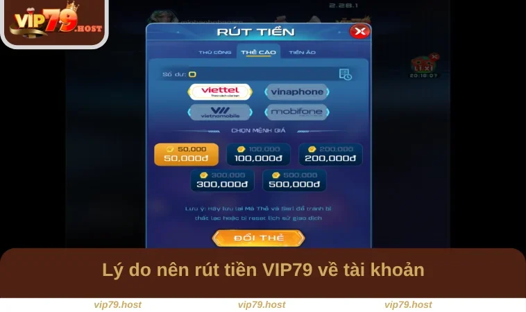 Lý do nên rút tiền VIP79 về tài khoản
