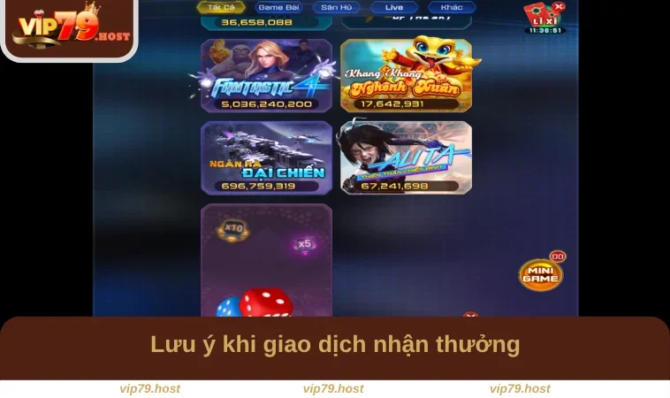 Lưu ý khi giao dịch nhận thưởng